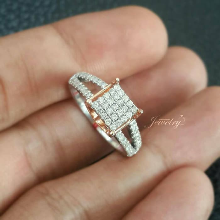 Cincin Wanita Kawin Nikah Original Emas Gold 18k Berlian Diamond Eropa Putih Asli DK1419