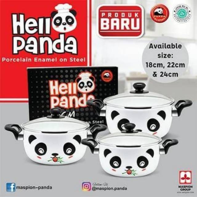 Maspion Panci Enamel Hello Panda 22Cm