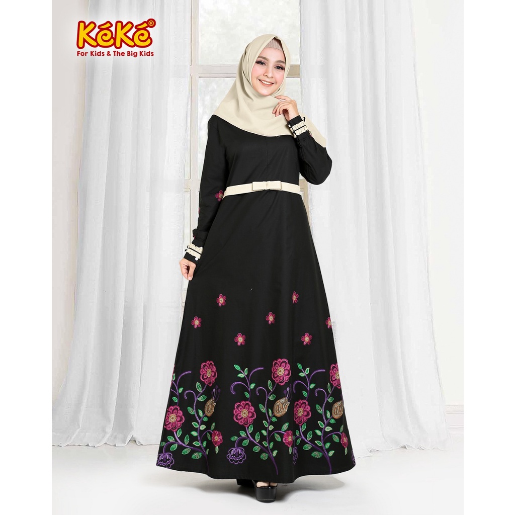 Gamis Dewasa KeKe Busana Muslim GDK SR 181904 | Gamis Dewasa Keke Katun Original size S Hitam