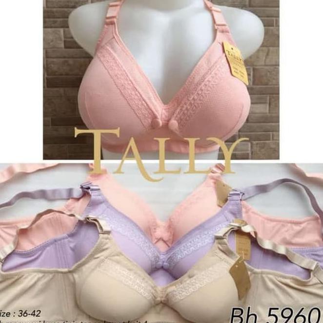 Bh|Bra Menyusui Premium dengan Busa dan kait 4 tanpa Kawat Tally 5960 - Merah Muda, 40