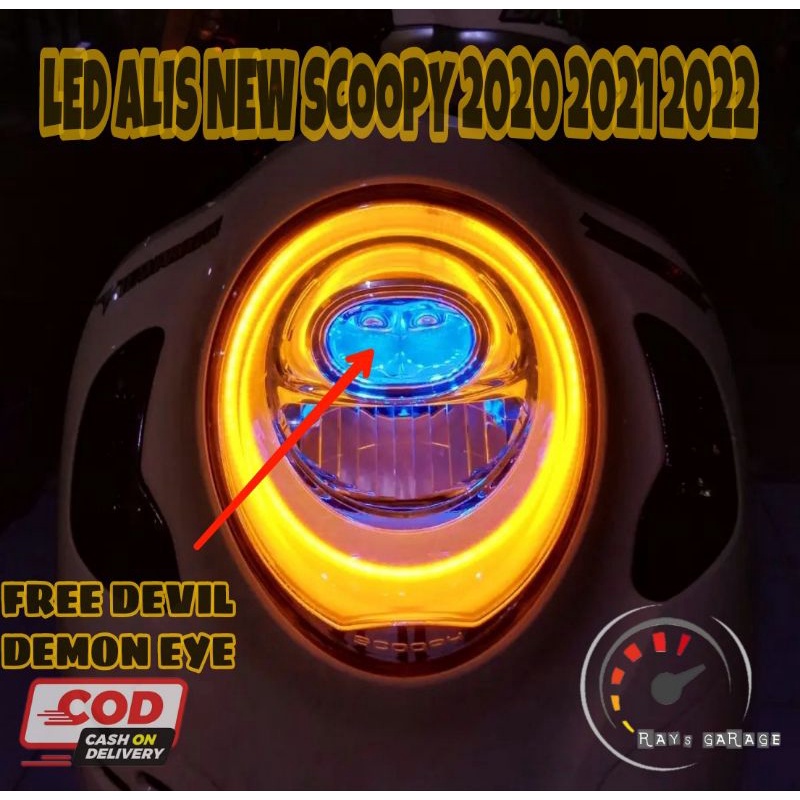 COD sepaket lampu alis lampu led motor scoopy 2020 scoopy 2021 scoopy 2022 free demon devil eye