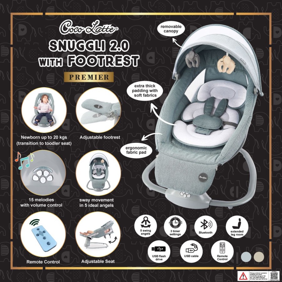 Makassar ! Cocolatte Swing Snuggli 2.0 Bouncer Elektrik Ayunan Bayi Otomatis With Remote Control