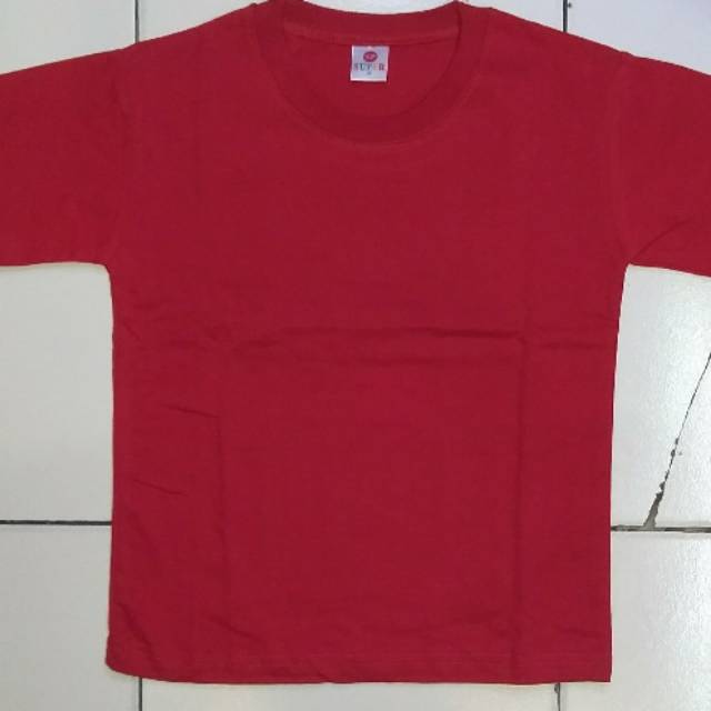 Kaos polos warna merah anak