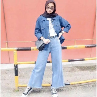 CELANA KULOT JEANS WANITA KULOT BOYFRIEND JEANS POLOS
