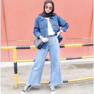 CELANA KULOT JEANS WANITA KULOT BOYFRIEND JEANS POLOS