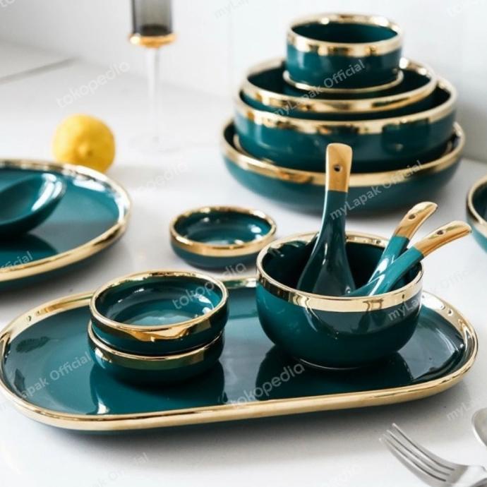 

CERAMIC DINING SET RING GOLD LIST SET 9PCS - GIFT BOX / HAMPERS SDG46849E
