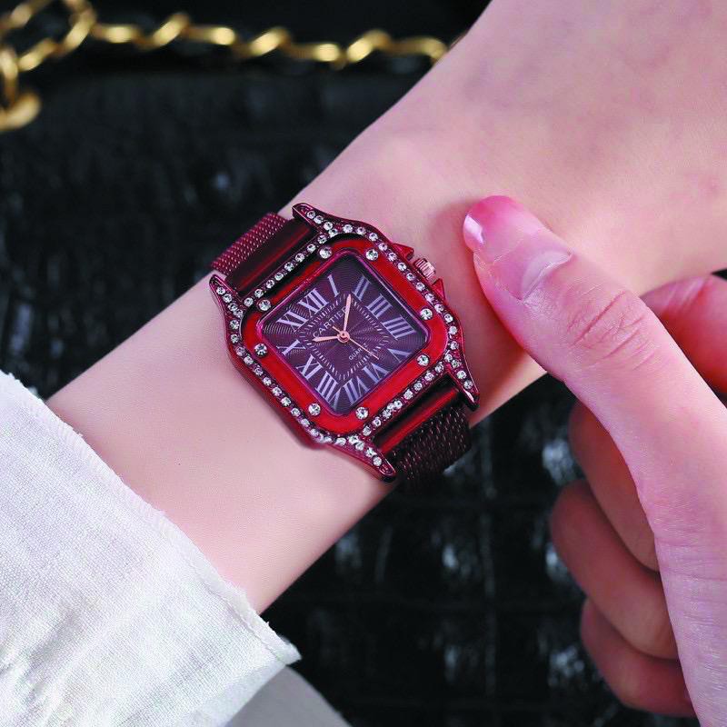 (BW) JAM TANGAN WANITA SEGI DIAMOND ANALOG CASUAL STRAP MAGNETIK MURAH CT-175