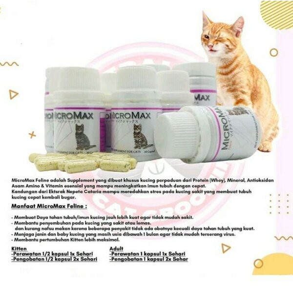 Micromax Feline isi 60 pcs Micro Max Vitamin Daya Tahan Tubuh Kucing