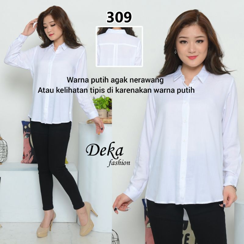KEMEJA POLOS.KEMEJA BASIC RAYON --309-Putih