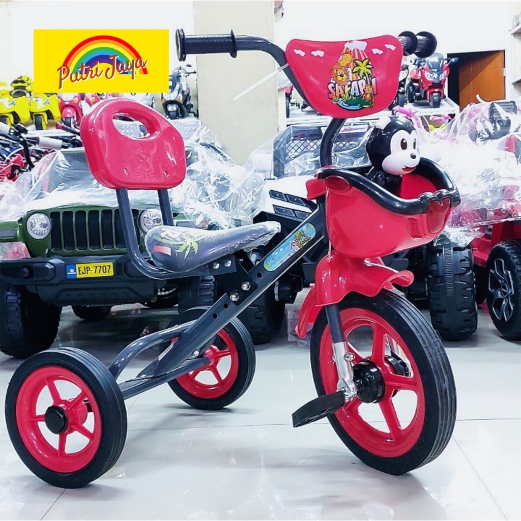 Mainan Anak Sepeda Roda Tiga 3 Safari Sandaran Tricycle BMX PMB 719