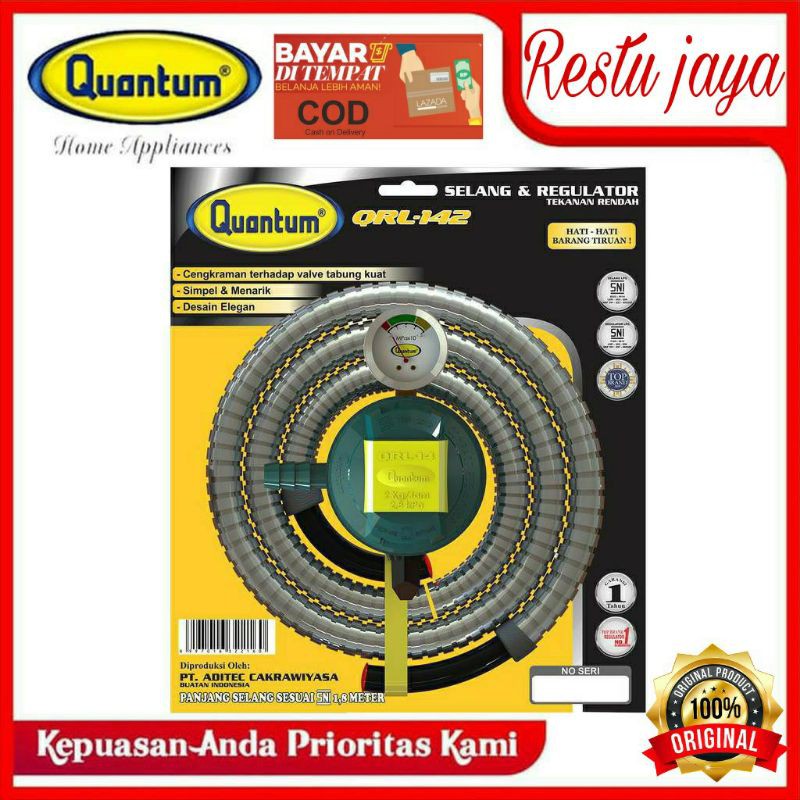 REGULATOR QUANTUM PAKET SELANG QRL-142-REGULATOR KOMPOR GAS ELPIJI