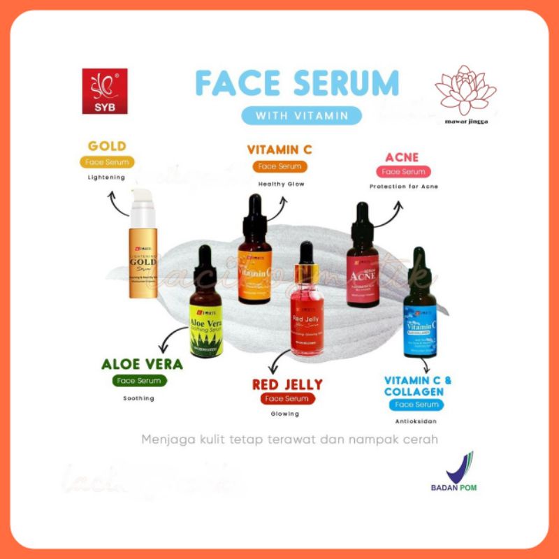 SYB Forte Red Jelly Glow Serum | Gold Acne Vitamin C Aloe Collagen Face Serum 20g | BPOM