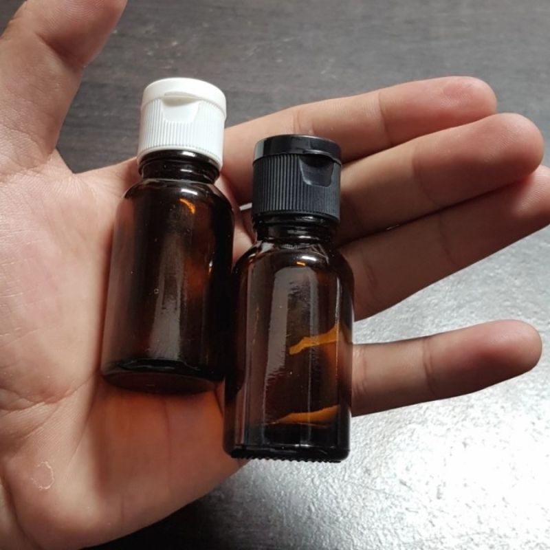 botol kaca 15ml coklat tebal tutup fliptop