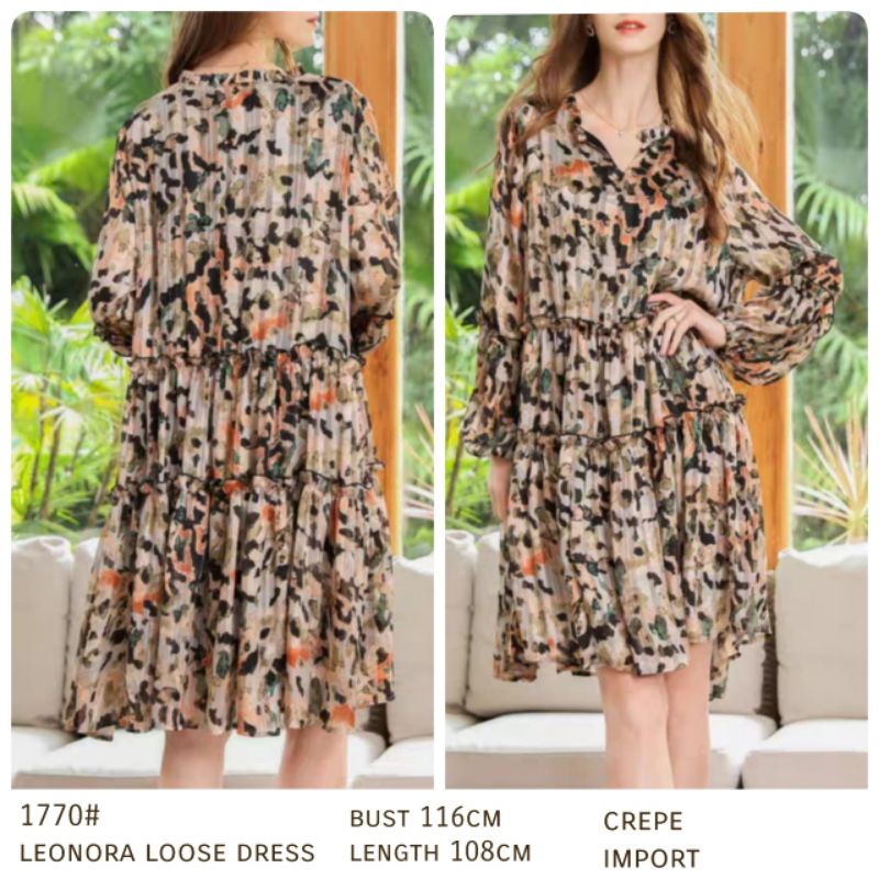 MDLV ~ 1770# Leonora Loose Dress Premium Korea Dress jumbo Fashion Import