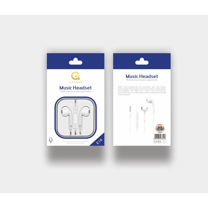 HF EARPHONE  HANDFREE G-POWER MODEL E16 SUARA JERNIH