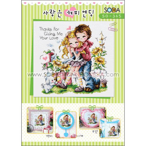 Paket DIY Craft Sulam Kristik Strimin Sodastitch SO-365 - Love Is Happy Ending Korea Couple