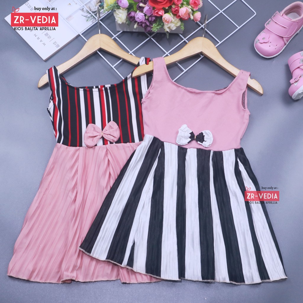 Dress Riani uk 1-2 Tahun / Baju Tanktop Pakaian Plisket Gaun Import Dres Yukensi Anak Perempuan