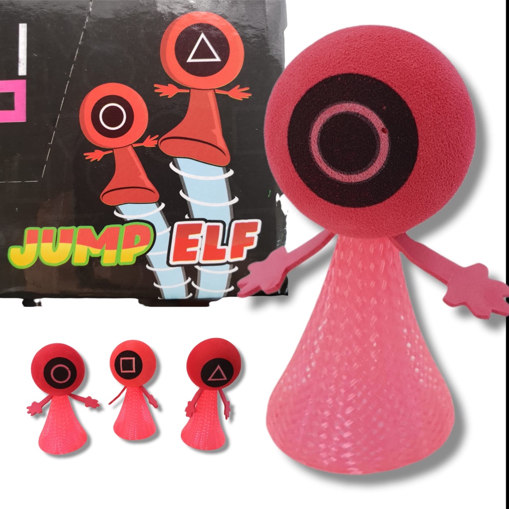 Mainan Elf Bouncing Squid Game / Boneka Loncat/EVASmall Elf Squid Game Bounce Springs/ People Bouncing Jump Toy Children/ Dolls Toys/ Edukasi Anak-anak Anak Bayi Kartun Hadiah Mainan