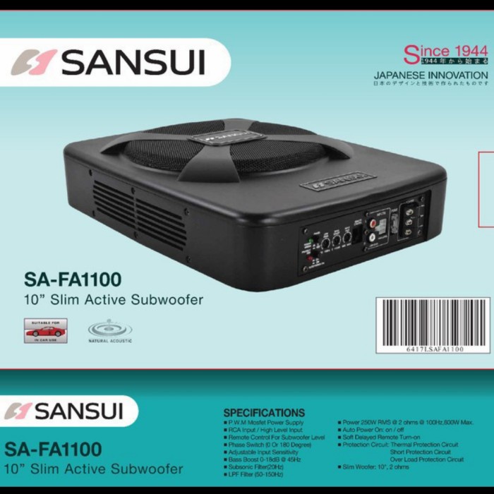 SUBWOFER KOLONG SANSUI / BASSTUBE / SANSUI SA-FA1100 10 INCH