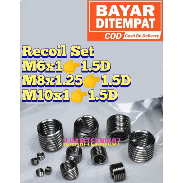 RECOIL.HELICOIL.VERBOS PENGGANTI  DRAT RUSAK DRAT BAUT 10 12 14 ISI RECOIL ALAT BUBUT