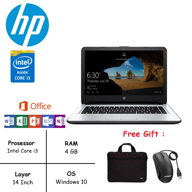 [TERMURAH] LAPTOP HP INTEL CORE i3 RAM 8GB SSD 256GB WIN 10