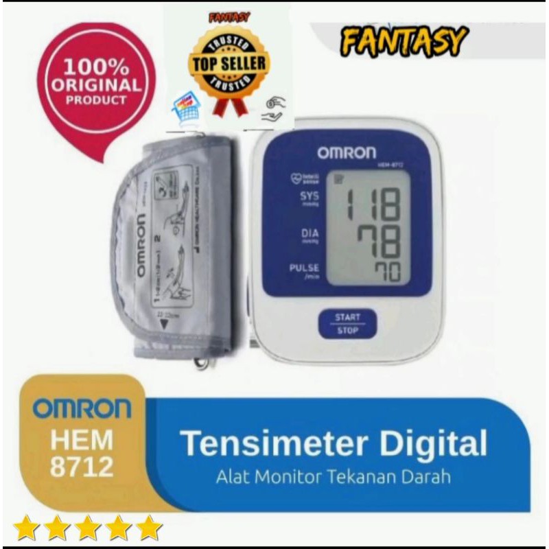 Tensimeter Digital Omron HEM - 8712 Garansi Resmi 5 Tahun Dilengkapi Indikator Tingkat Tekanan Darah