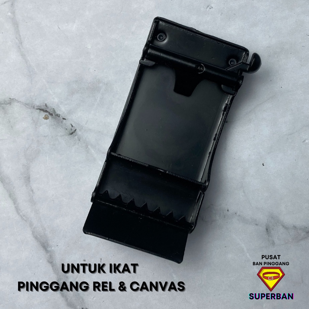 KEPALA IKAT PINGGANG PRIA MODERN KERJA MODEL REL AUTOMATIC KULIT FORMAL HITAM DOFF - SUPERBAN