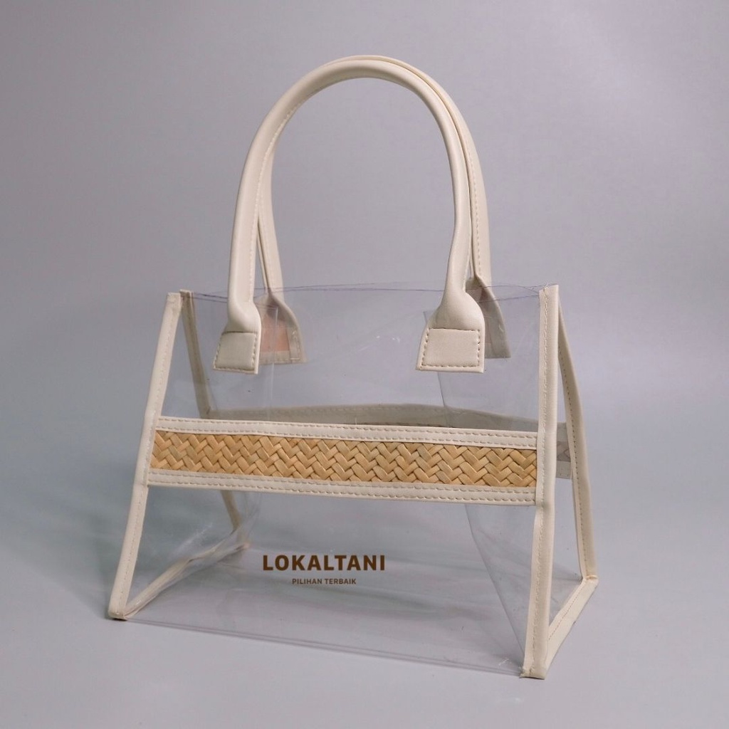 Tas Pandan Mika Transparan/ Tas Hampers Mini/ Tas Parcel Kecil/ Tote Bag Mika Tebal Custom