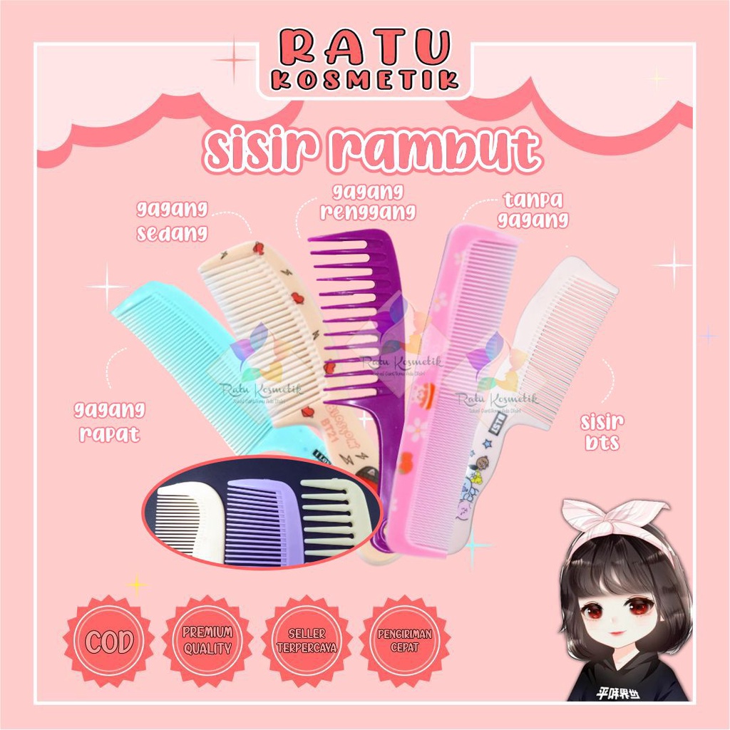 ❤ RATU ❤ Sisir Rambut Karakter Gagang Aishu Tebal | Renggang Sedang Rapat BTS | Sisir Semir | Sisir Keramas | Sisir Isi 2 | Sisir Lipat Besi | Sisir / Brush Volume | Sisir Isi 12 | Sisir Ion