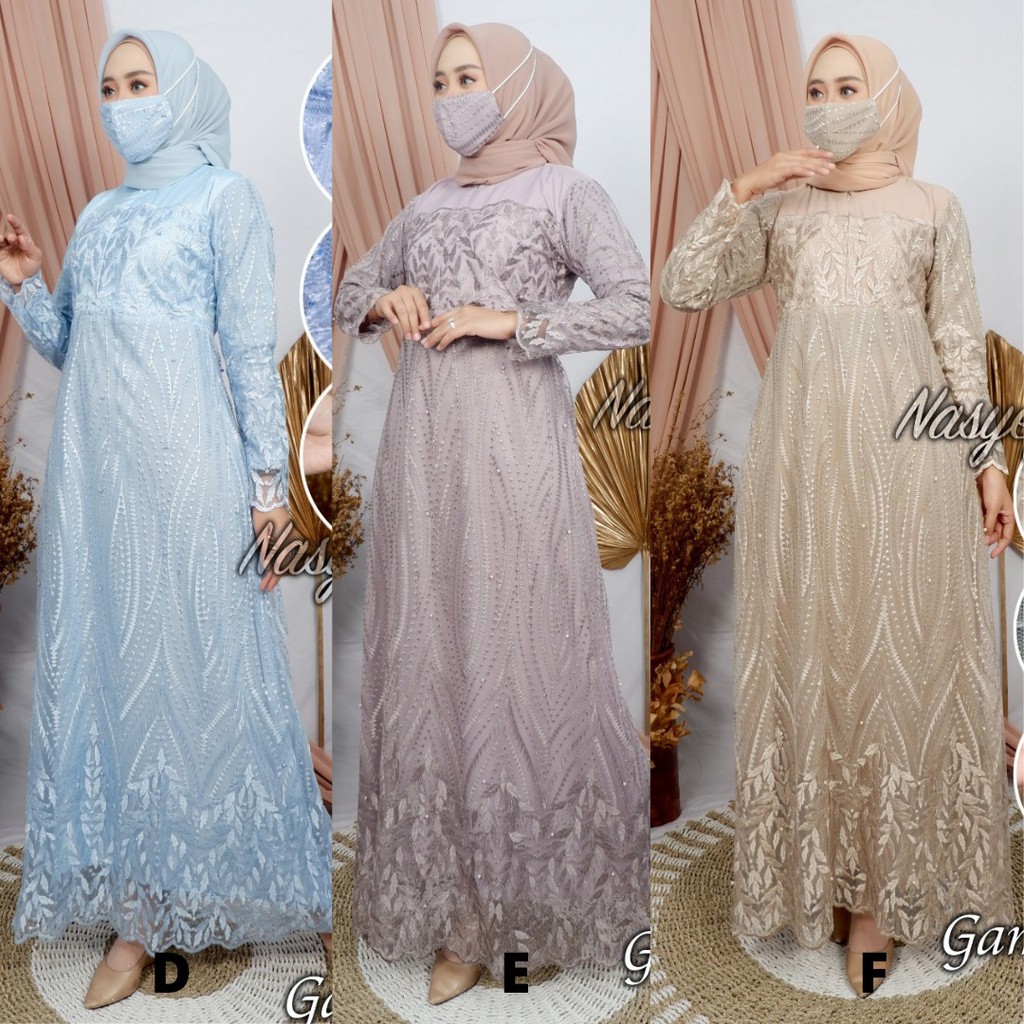 Gamis/Dress Wanita Tulle Premium Busui Friendly