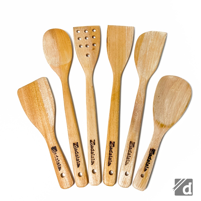 DADALALA Sodet / Spatula Kayu Set (6 in 1) Panjang 35 Cm Anti Lengket dan Tahan Panas - 2 Varian