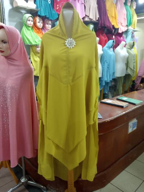 JILBAB HIJAB KHIMAR SYARI CERUTY JUMBO 2 LAYER PAD ANTEM BELAH SAMPING-5