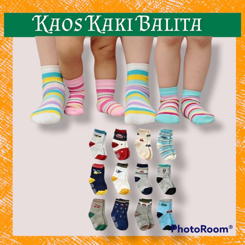 Kaos Kaki Anak Cewe Cowo Bayi Balita 1-3 Tahun Motif Lucu Murah Grosir 12Pasang