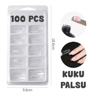 100 PCS Kuku Palsu Dual Form Extension Polygel Fake Nail Natural KU018