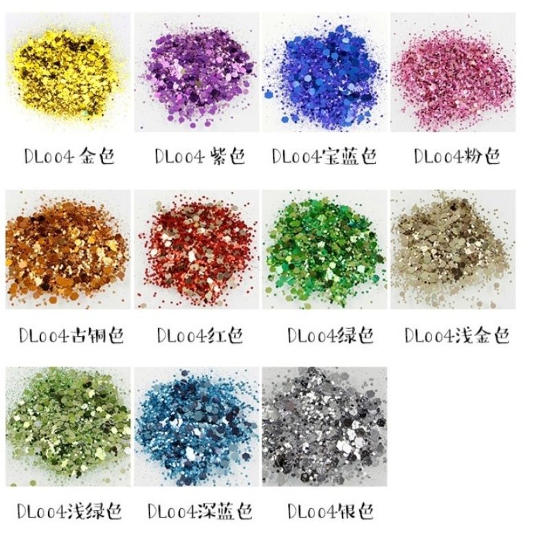 Sequins Mixed Glitter 10gr dengan serbuk bentuk hexagon untuk nail arts/DIY/Dekorasi Nail Arts