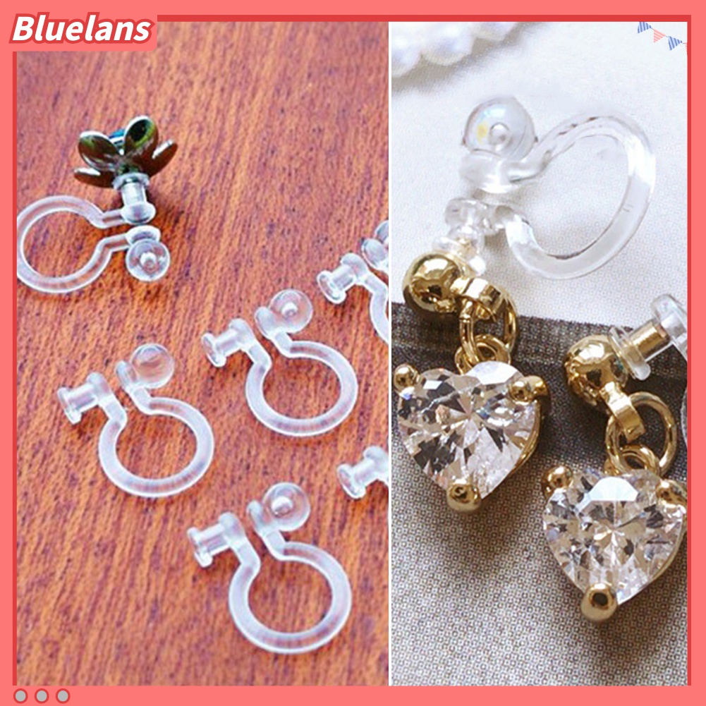 10pcs Anting Klip Telinga Bentuk U Transparan Ukuran 0.7 / 0.9mm Untuk Perhiasan