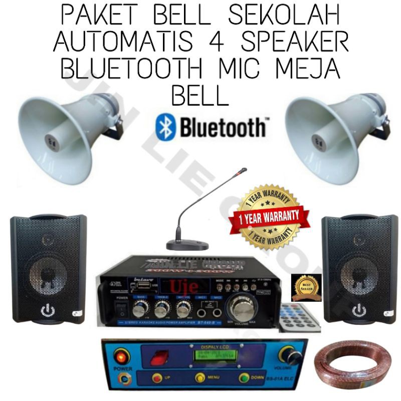 PAKET SOUND SEKOLAH AUTOMATIS 4 SPEAKER PLUS MIC PODIUM BELL