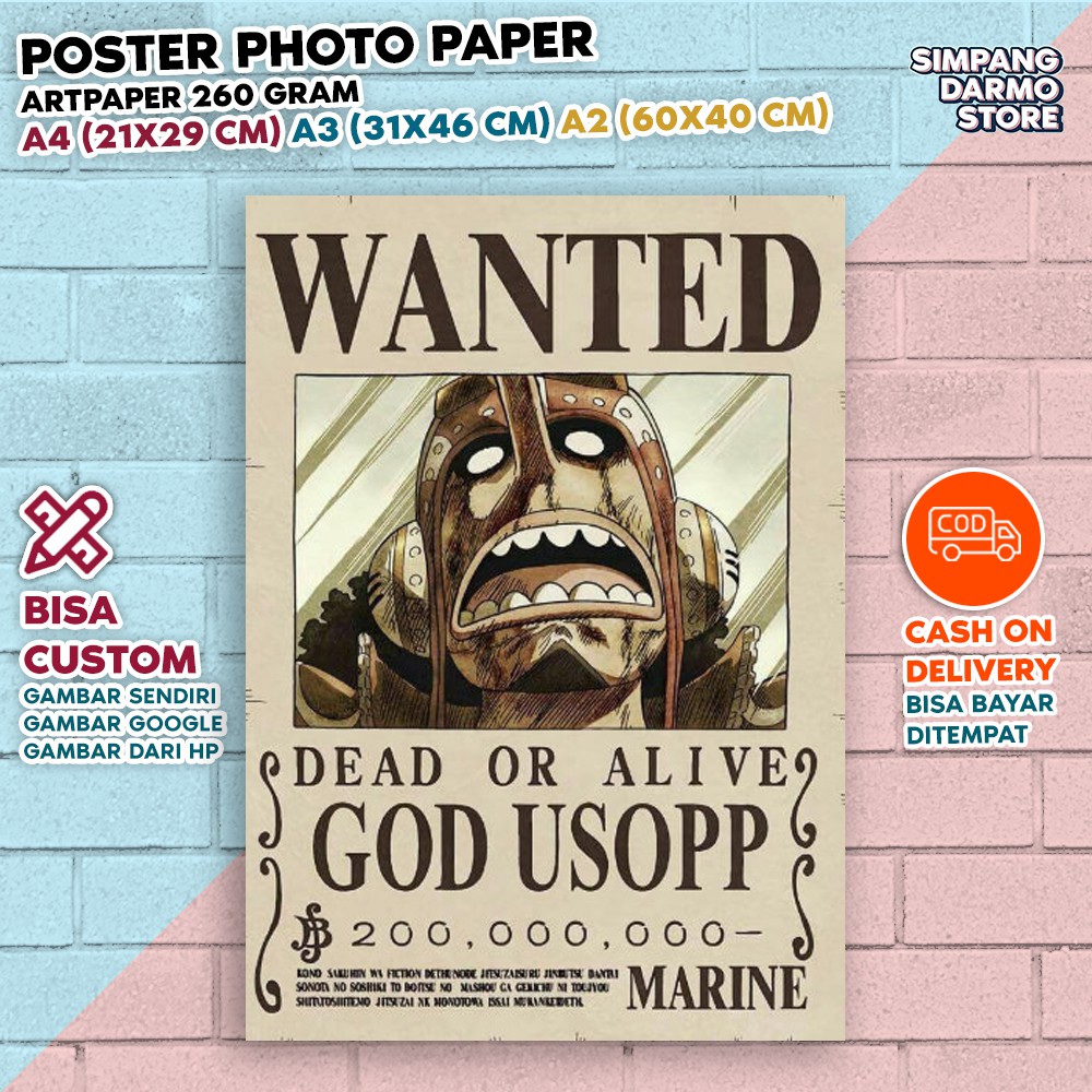 Poster Buronan Usopp Sogeking Terbaru Kru Topi Jerami Sniper Hiasan Foster Wanted Bounty One Piece Shopee Indonesia