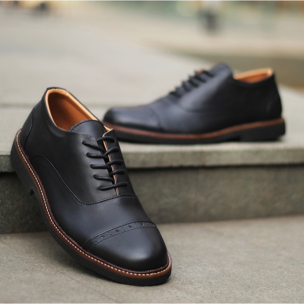 Jazz 0.2 Black | Sepatu Kulit Vintage Klasik Pria Cowok Derby Formal Original Footwear | FORIND Reyl