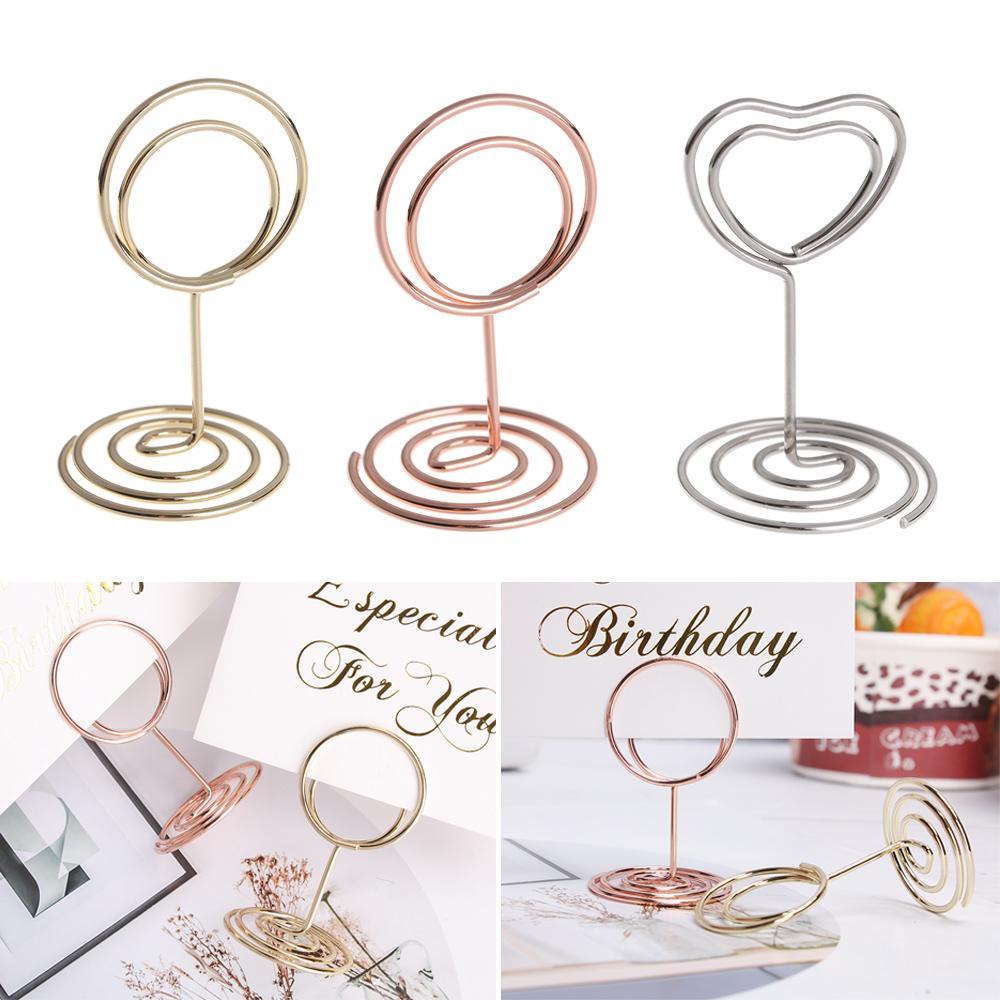Top 1pc Tempat Kartu Fashion Penjepit Kertas Rose Gold Dekorasi Desktop Foto Klip