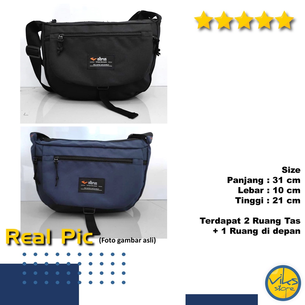 Tas Selempang Pria Cowok Elbrus Original Slingbag Tas Kerja Kuliah Sekolah Simple Ukuran Size Sedang