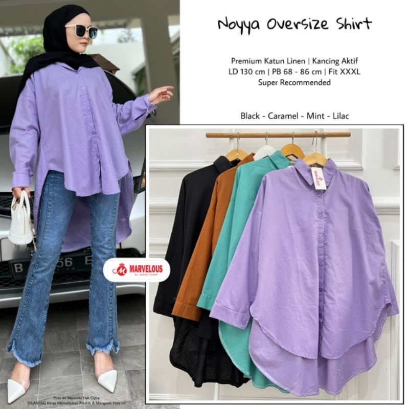 NOYYA OVERSIZE SHIRT BY MARVELOUS (BLOUSE MUSLIMAH) Blouse wanita polos rekomended