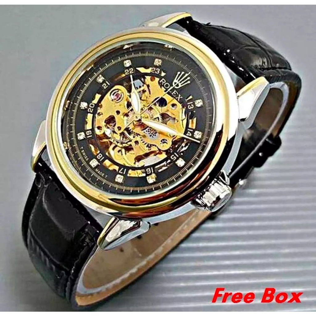 jam tangan Automatic tanpa batrai tali kulit