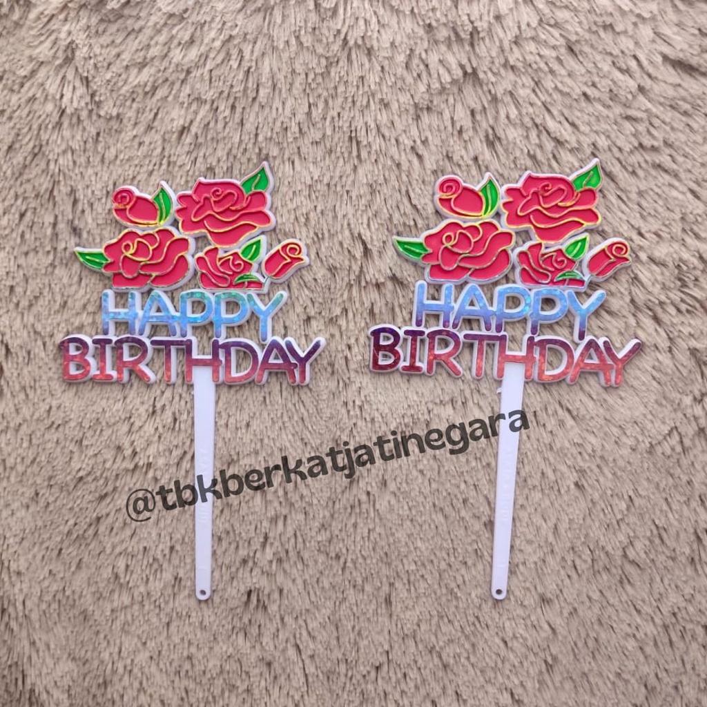 Topper Happy Birthday mawar set 2 / Hiasan Kue