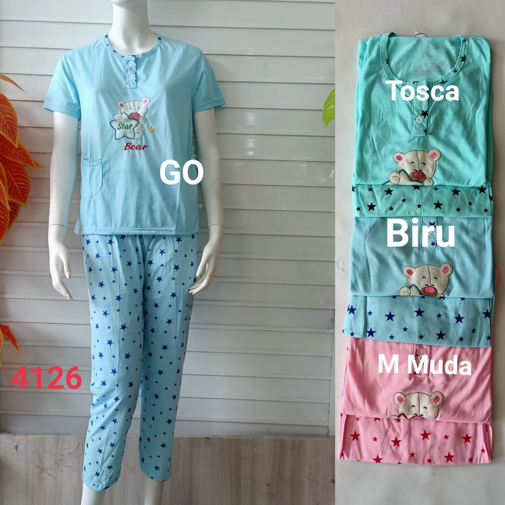 gof BOBO BABYDOLL CP Standart Dewasa Setelan Baju Tidur Busui Celana Panjang Lengan Pendek Piyama