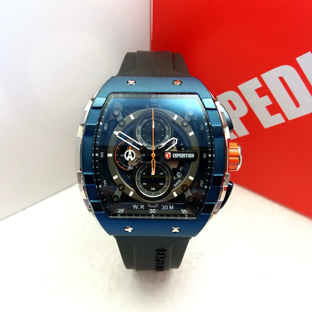 jam expedition 6782 pria - silver biru