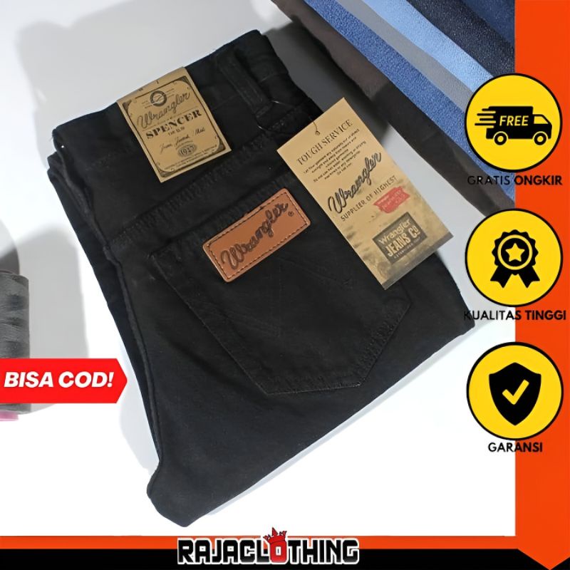 RCL - Celana Jeans Model Standar Regular Wrangl3r Pria - Hitam Black (28-38)