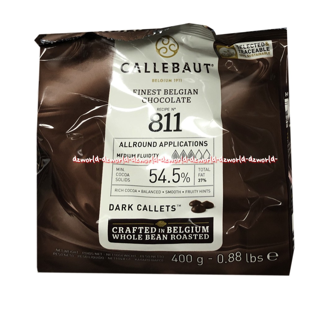 Callebaut Finest Belgian Chocolate 70-30-38 811  Dark Callets 400gr Calebat Coklat Bulat Kue