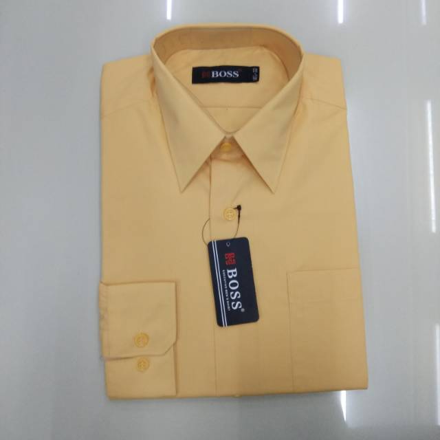 Kemeja polos panjang BOSS  warna  Orange Muda