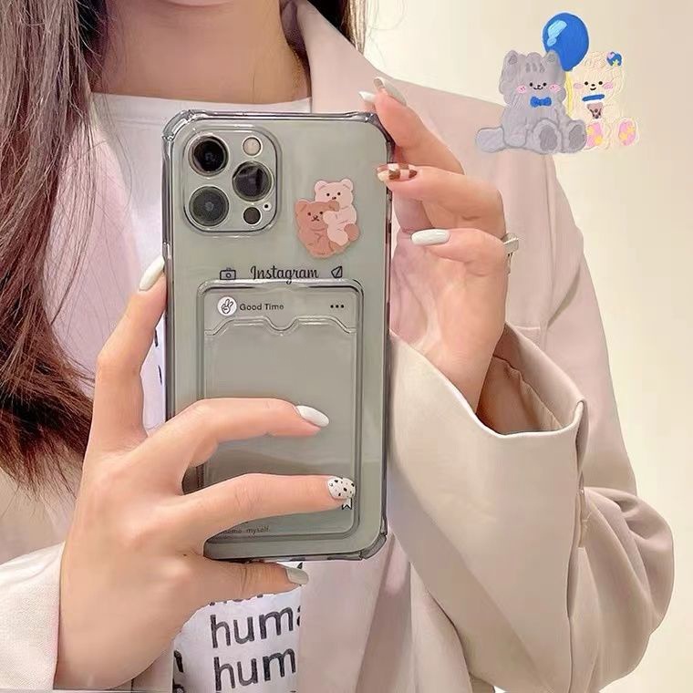 Soft Case Silikon TPU Transparan Motif Beruang Untuk IPhone 13 12 Mini 11 10 Pro XS Max X XR 8 7 6 6S Plus SE 2020